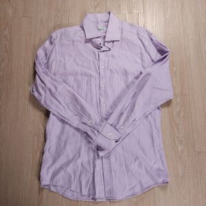 Duncan Quinn Dress Shirt  Purple Herringbone Made in England Formal *No Size Tag